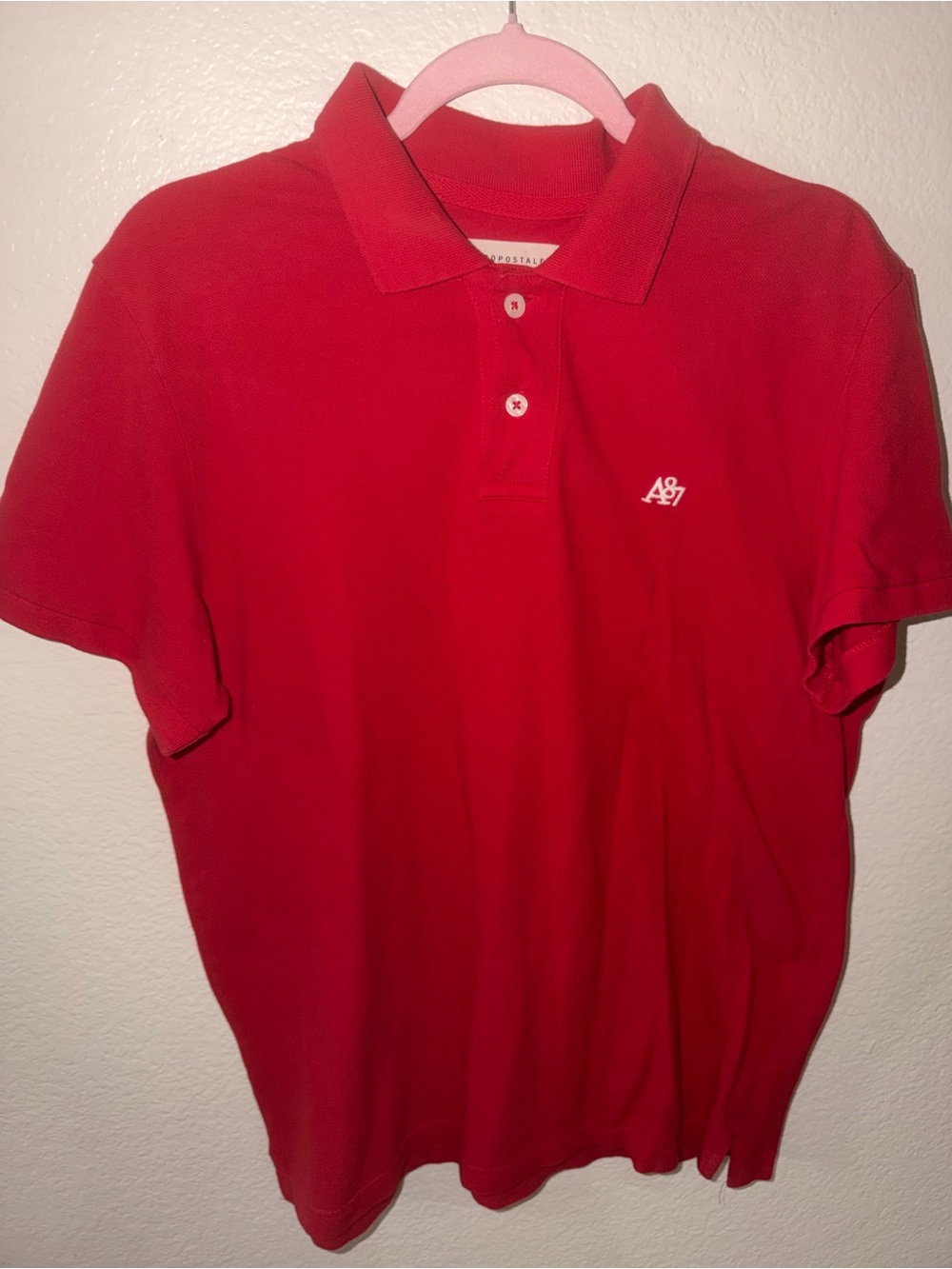 Aeropostale Red Polo with White A87 Embroidered Logo